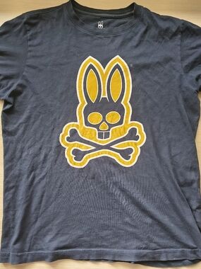 Psycho Bunny Navy Blue T-Shirt with Yellow Logo Worn Once Very Comfortable Cool